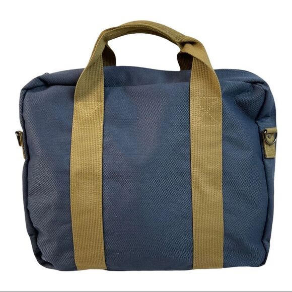 Jordache Unisex Blue Canvas Briefcase Messenger Bag Handles - Picture 4 of 12